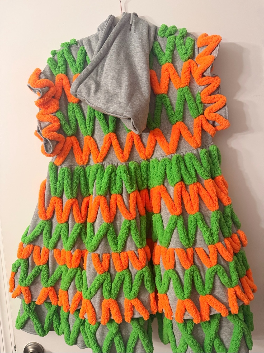 AKIRA Neon Orange and Green Zigzag Midi Dress - Picture 2 of 2